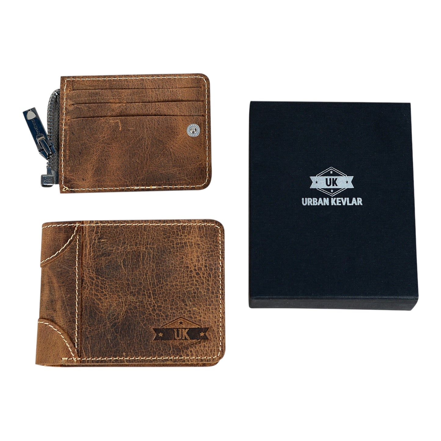 Urban Kevlar Genuine Leather Premium Wallet for Men- Minimalist Slim Trifold with Removable Zipper Inner Pockets - Urban Kevlar