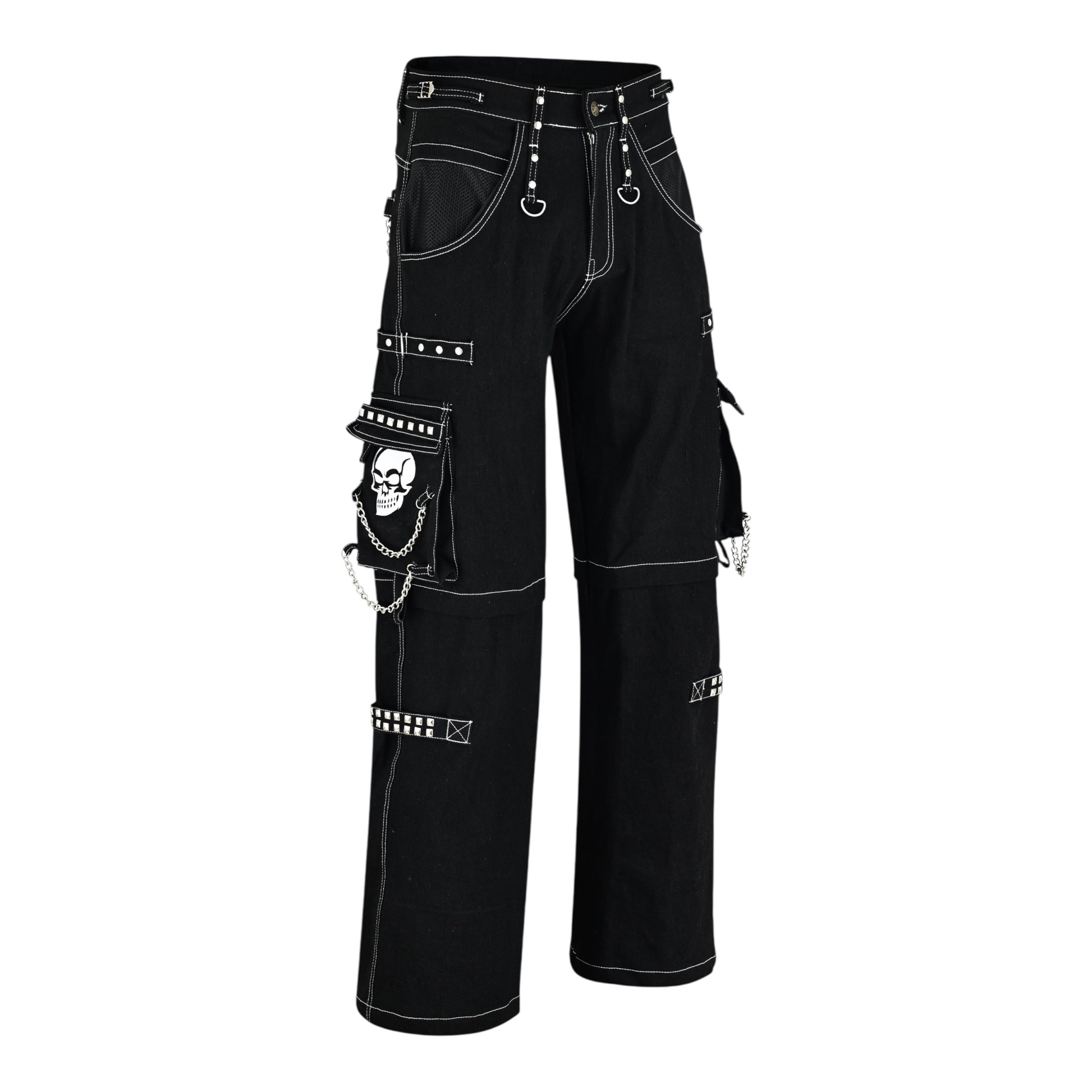 Urban Kevlar® Customize Handmade Rock Gothic Punk Cotton Jeans White Skull - Urban Kevlar