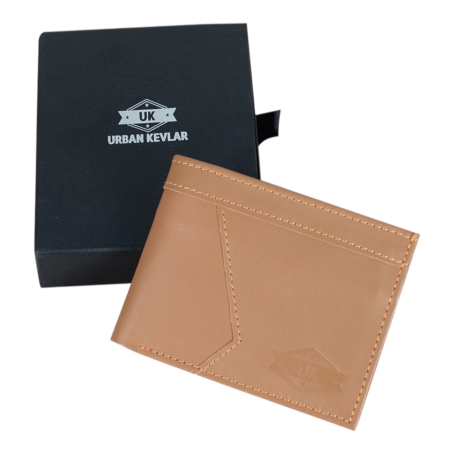 Urban Kevler Genuine Leather Bifold Wallet - Elegant Tan Design with Card Slots and Coin Pocket - Durable Men's Wallet - Urban Kevlar