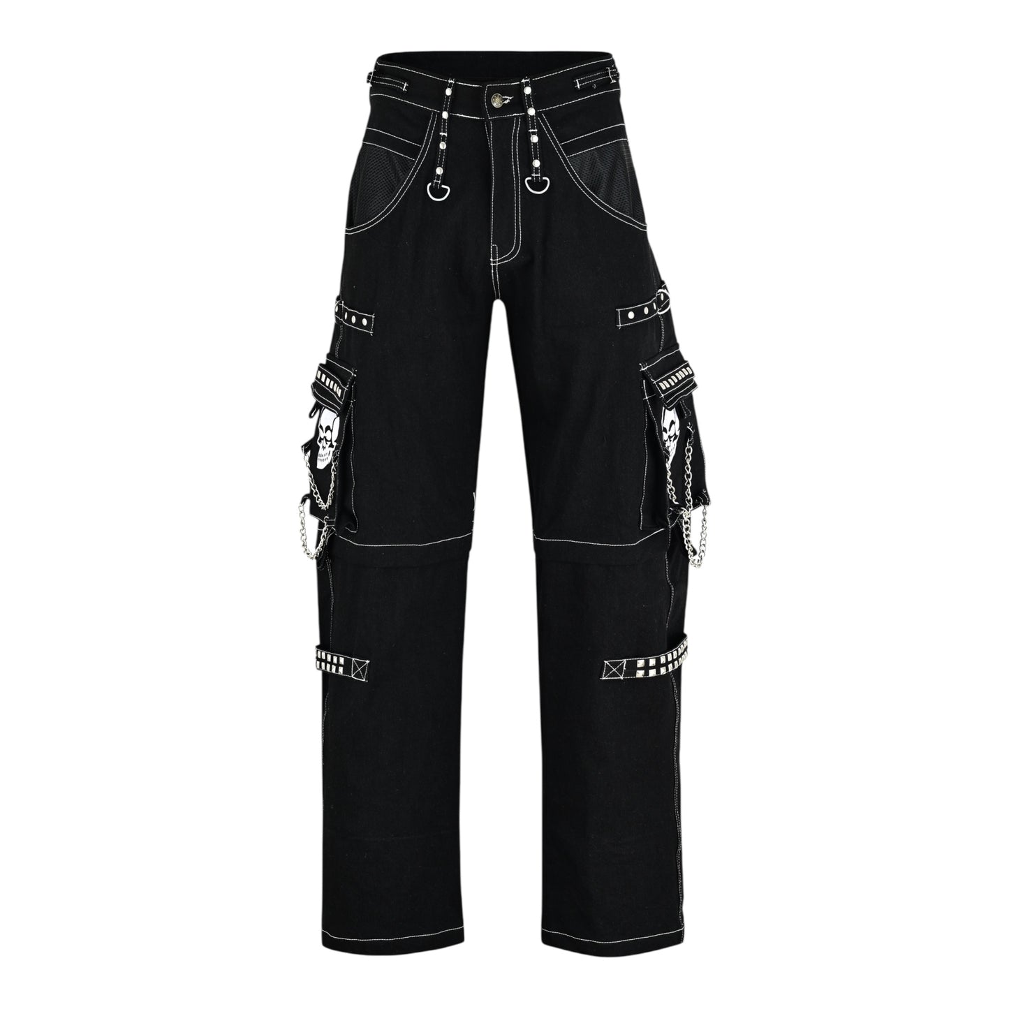 Urban Kevlar® Customize Handmade Rock Gothic Punk Cotton Jeans White Skull - Urban Kevlar