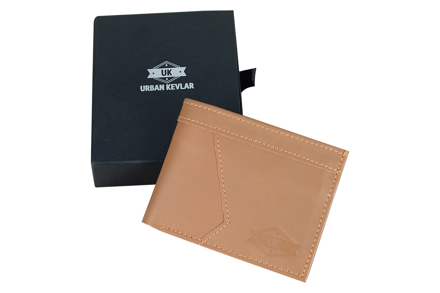 Urban Kevler Genuine Leather Bifold Wallet - Elegant Tan Design with Card Slots and Coin Pocket - Durable Men's Wallet - Urban Kevlar