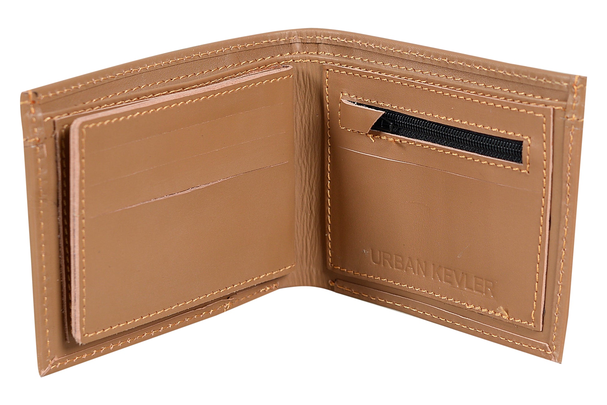 Urban Kevler Genuine Leather Bifold Wallet - Elegant Tan Design with Card Slots and Coin Pocket - Durable Men's Wallet - Urban Kevlar