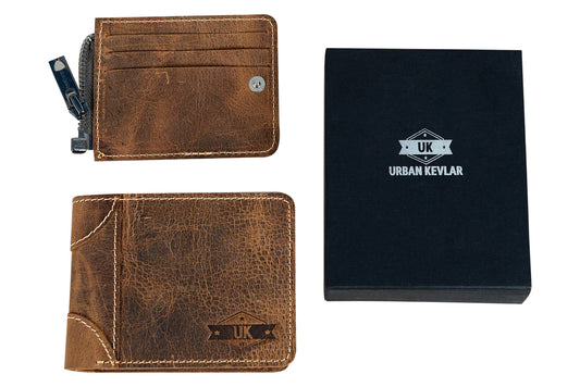 Urban Kevlar Genuine Leather Premium Wallet for Men- Minimalist Slim Trifold with Removable Zipper Inner Pockets - Urban Kevlar