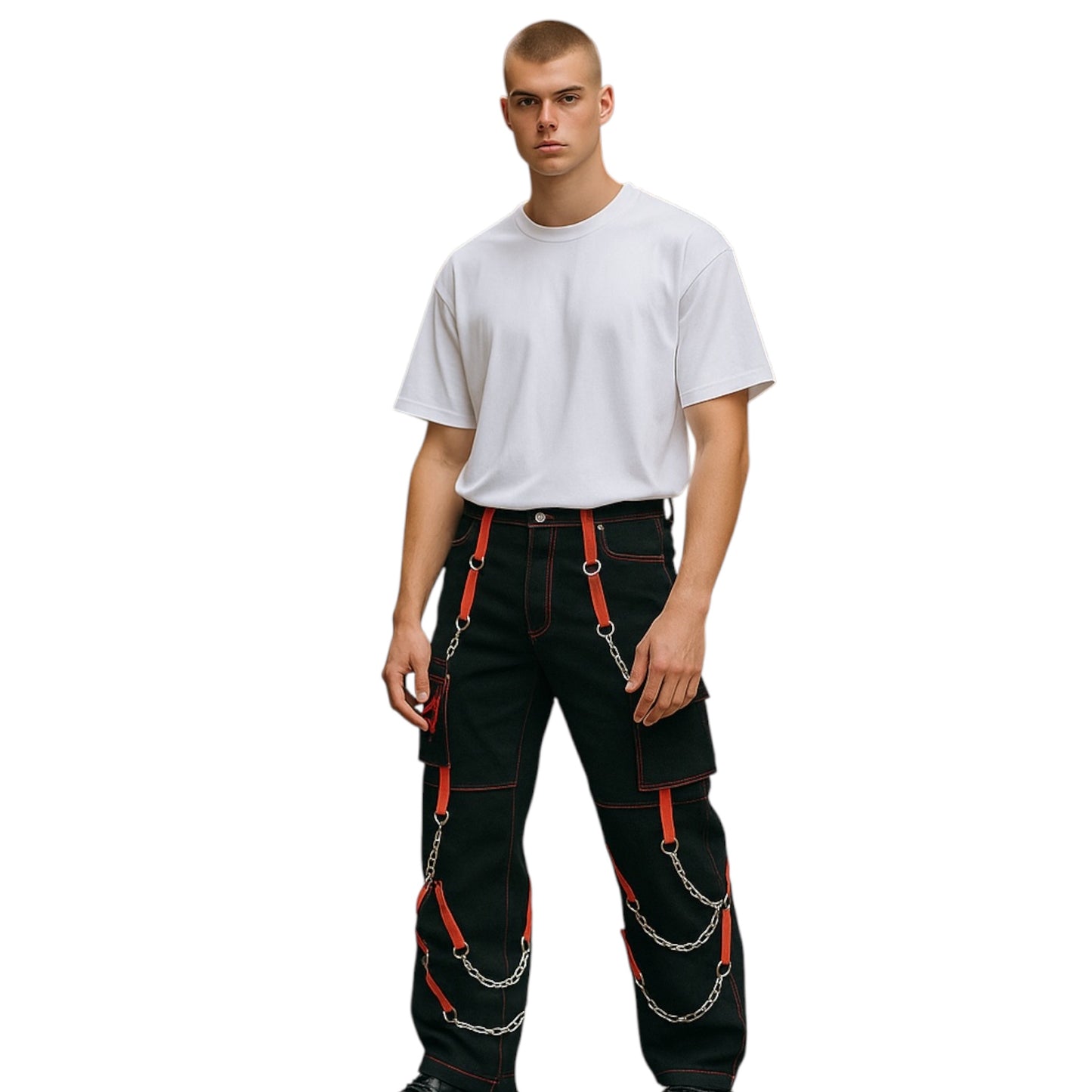Men's Gothic Cotton Pants – Vintage Steampunk Trousers with Chains & Buckles, Punk Rock Style - Urban Kevlar