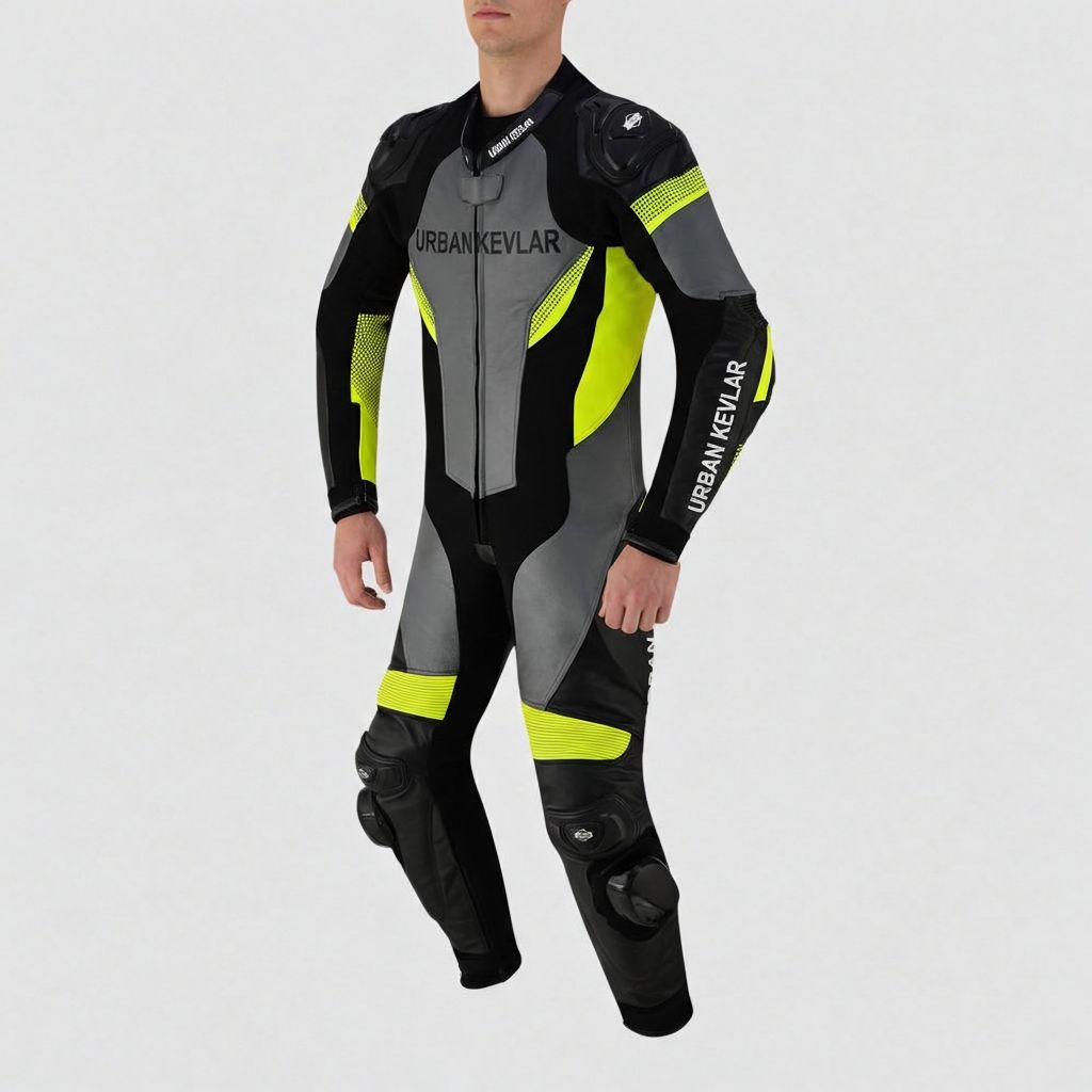 Urban Kevlar® Men’s Motorcycle Racing Leather Suit – 1-Piece Motorbike Riding Gear with CE Armor & Knee Sliders - Urban Kevlar