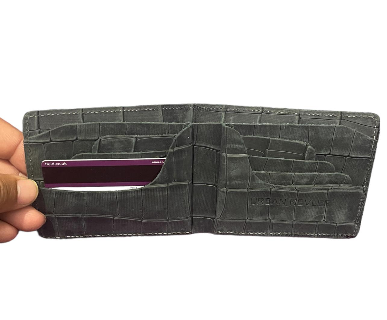 Urban Kevlar Premium Genuine Leather Wallet for Men - Slim, Bifold Wallet with Multiple Card Slots Crocodile Design - Urban Kevlar