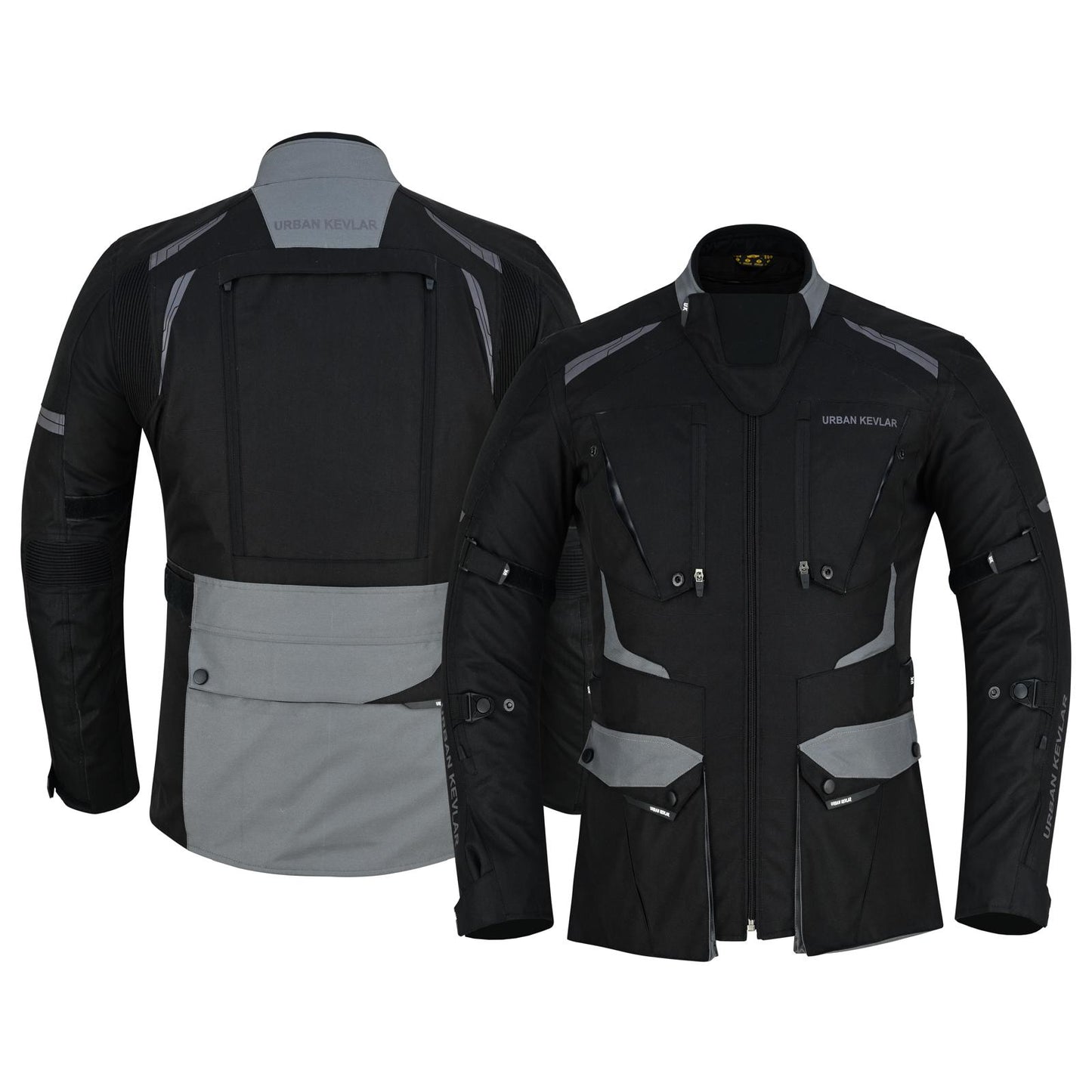 Urban Kevlar® Premium CORDURA Motorcycle Jacket | Waterproof & CE-Certified Armor – Black/Grey