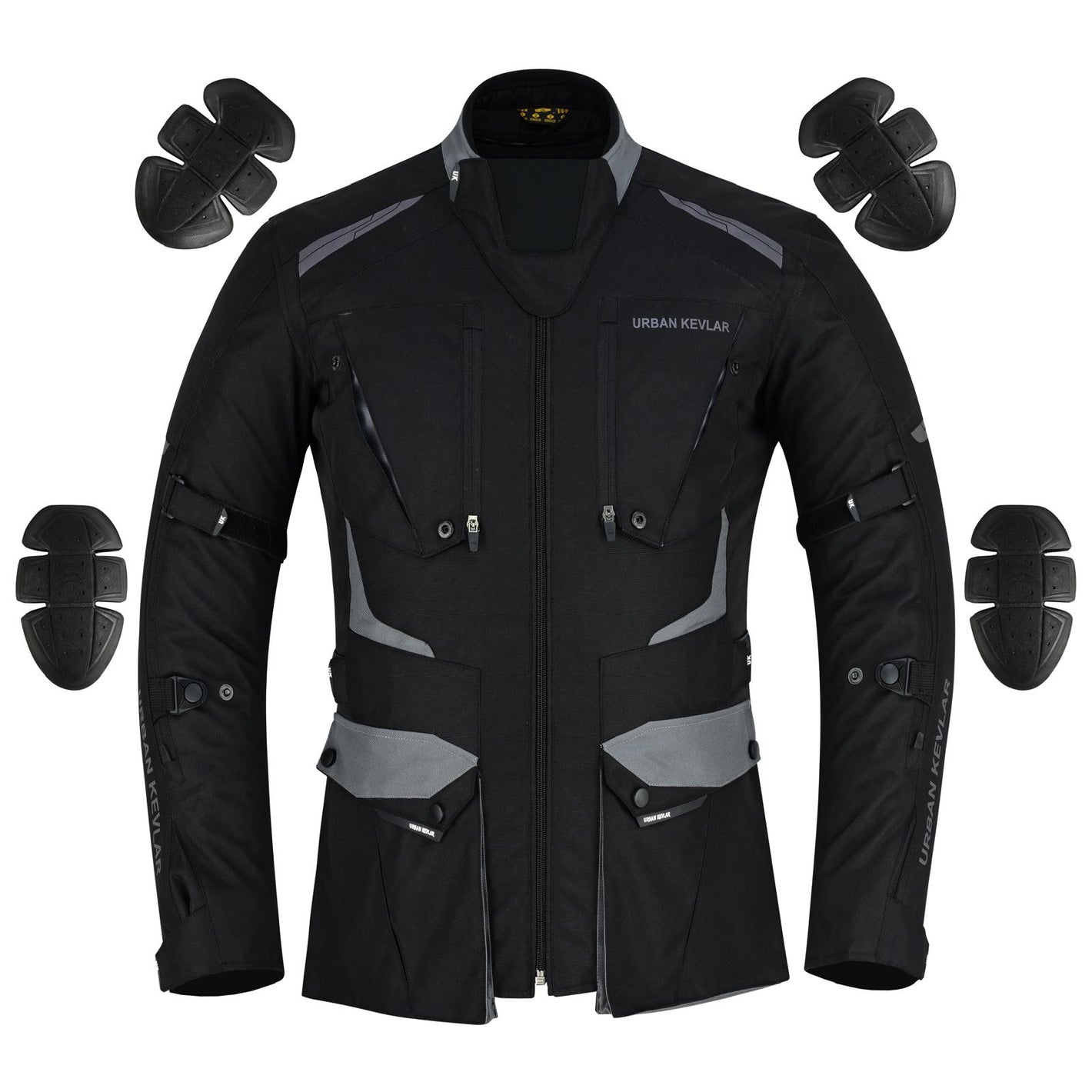 Urban Kevlar® Premium CORDURA Motorcycle Jacket | Waterproof & CE-Certified Armor – Black/Grey - Urban Kevlar