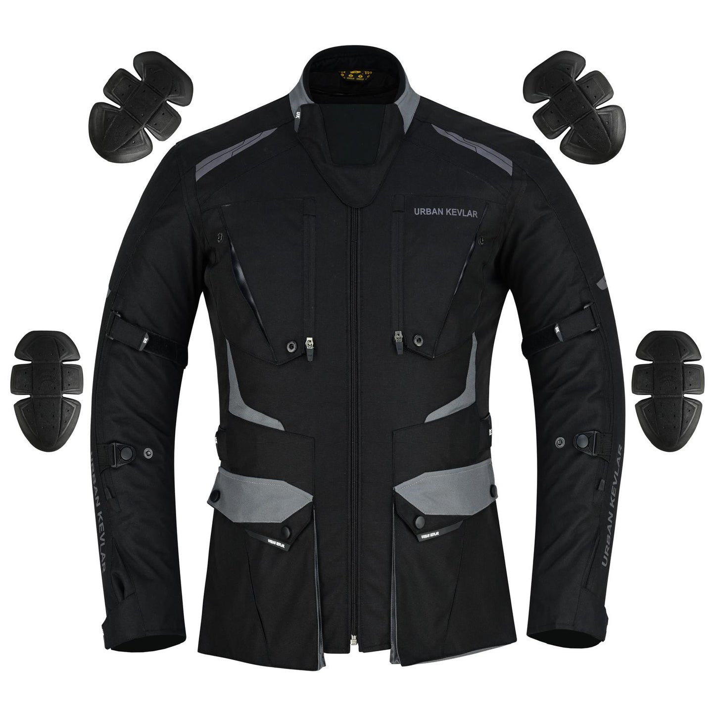 Urban Kevlar® Premium CORDURA Motorcycle Jacket | Waterproof & CE-Certified Armor – Black/Grey