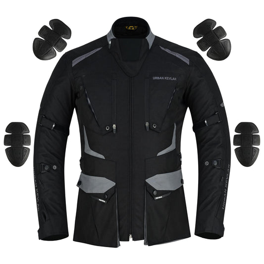 Urban Kevlar® Premium CORDURA Motorcycle Jacket | Waterproof & CE-Certified Armor – Black/Grey