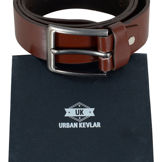 Urban Kevlar Genuine Leather Belt for Men and Women - Stylish & Durable, Perfect for Casual & Formal Wear - Premium Quality, Adjustable Sizes, Classic Design Long Life Brown