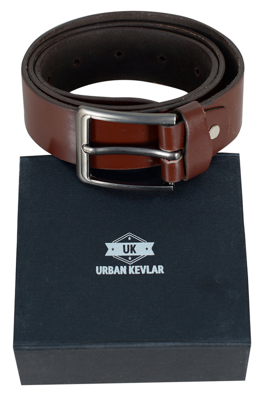 Urban Kevlar Genuine Leather Belt for Men and Women - Stylish & Durable, Perfect for Casual & Formal Wear - Premium Quality, Adjustable Sizes, Classic Design Long Life Brown