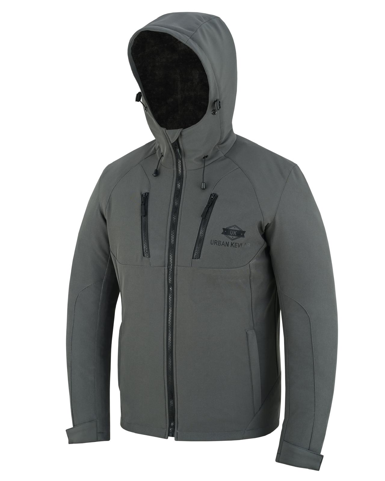 Urban Kevlar® Men’s Soft Shell Jacket Waterproof Windproof – Lightweight Outdoor Hiking Jacket with Hood, Breathable Cat Fur -Lined Coat for Camping - Urban Kevlar