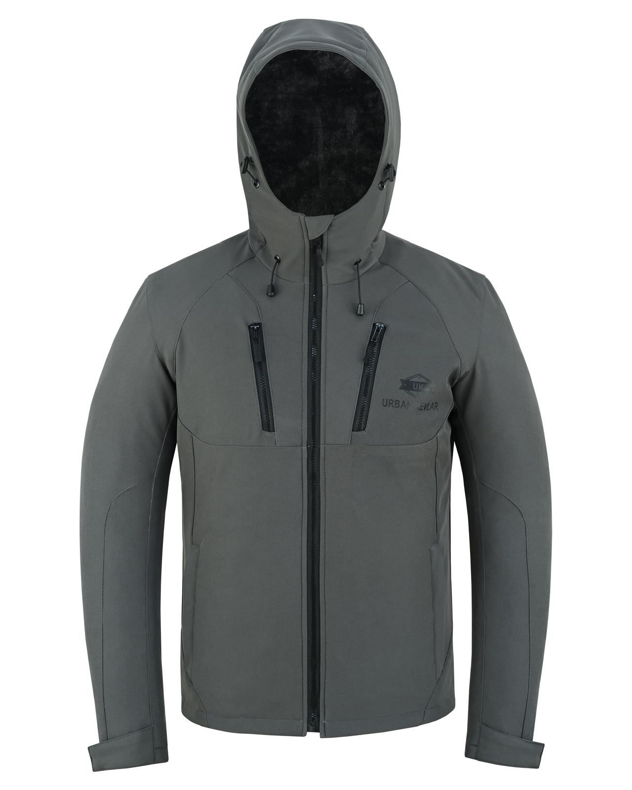 Urban Kevlar® Men’s Soft Shell Jacket Waterproof Windproof – Lightweight Outdoor Hiking Jacket with Hood, Breathable Cat Fur -Lined Coat for Camping - Urban Kevlar