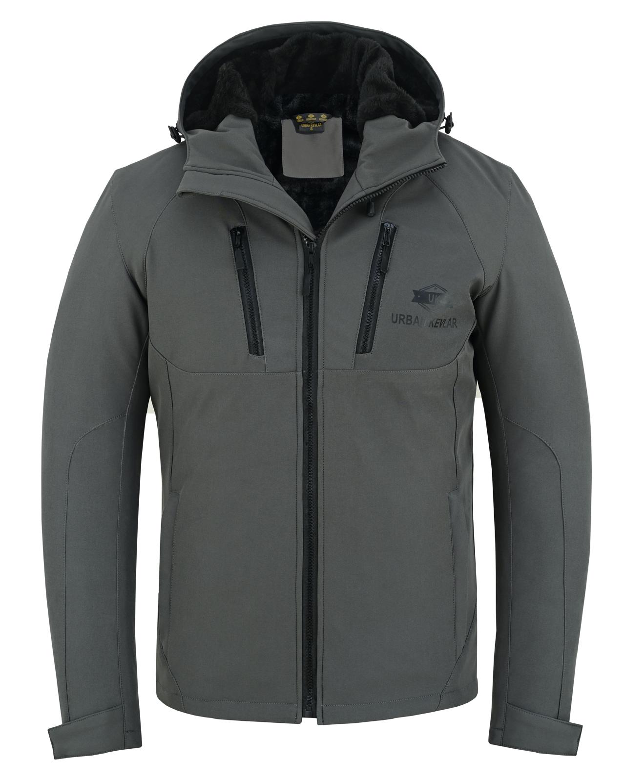 Urban Kevlar® Men’s Soft Shell Jacket Waterproof Windproof – Lightweight Outdoor Hiking Jacket with Hood, Breathable Cat Fur -Lined Coat for Camping - Urban Kevlar