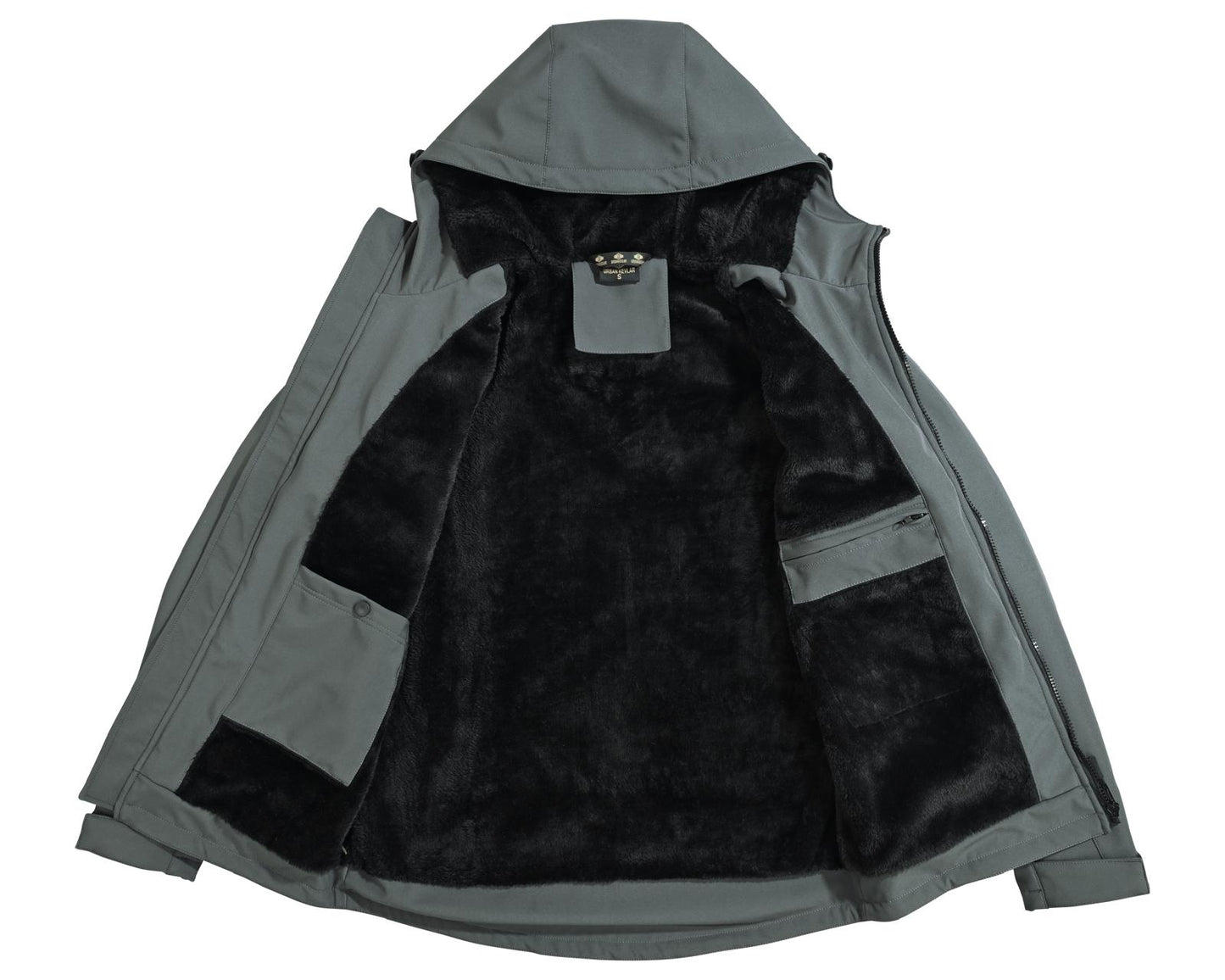 Urban Kevlar® Men’s Soft Shell Jacket Waterproof Windproof – Lightweight Outdoor Hiking Jacket with Hood, Breathable Cat Fur -Lined Coat for Camping - Urban Kevlar